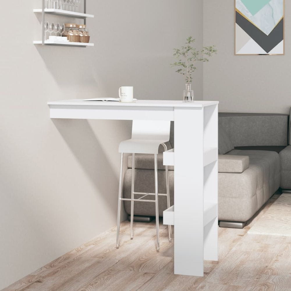 Petromila vidaXL Nástenný barový stôl lesklý biely 102x45x103,5 cm kompoz. drevo